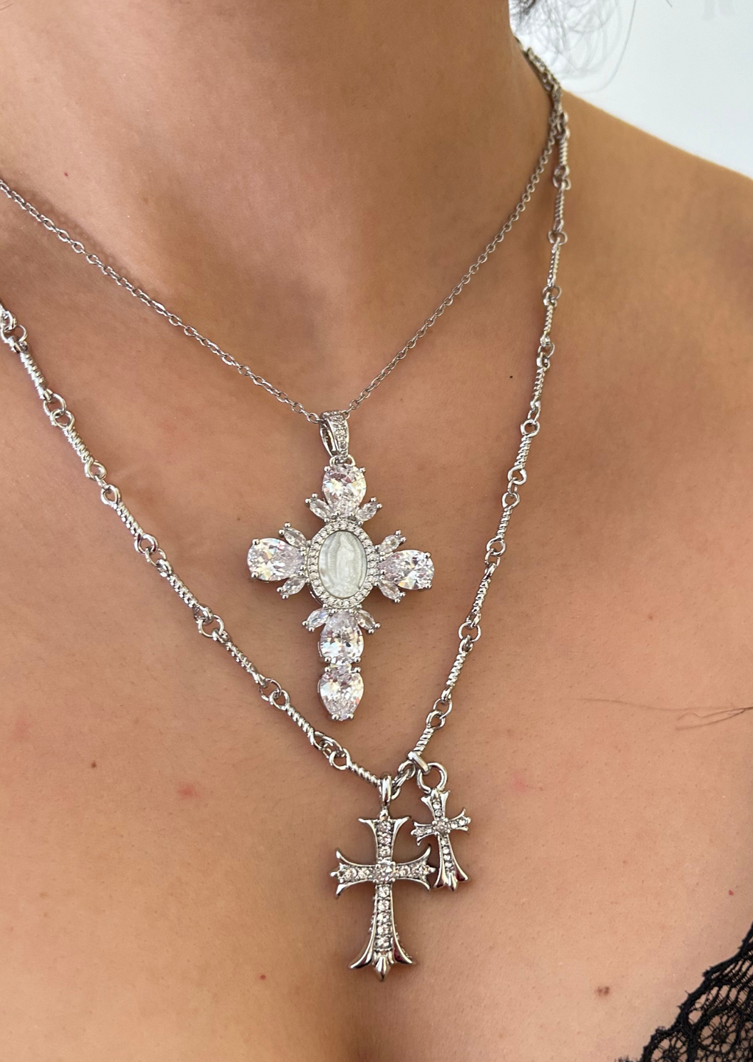 Double Pendant Heart Cross Set - vergoldet (Vorbestellung)