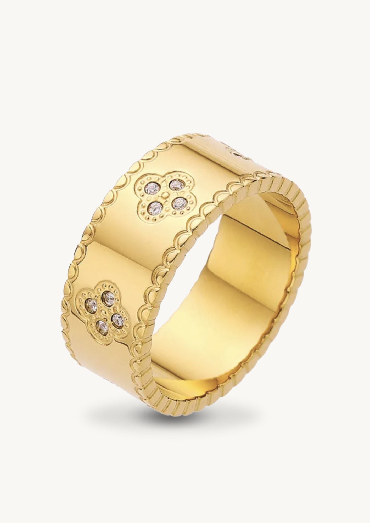 Clover Band Ring - Titanstahl