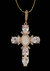 Diamond Cross Necklace - Edelstahl gold/silber