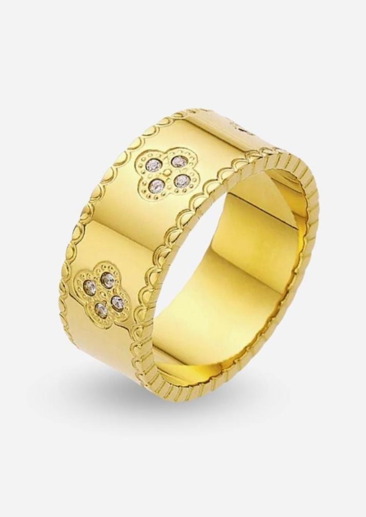 Clover Band Ring - Titanstahl