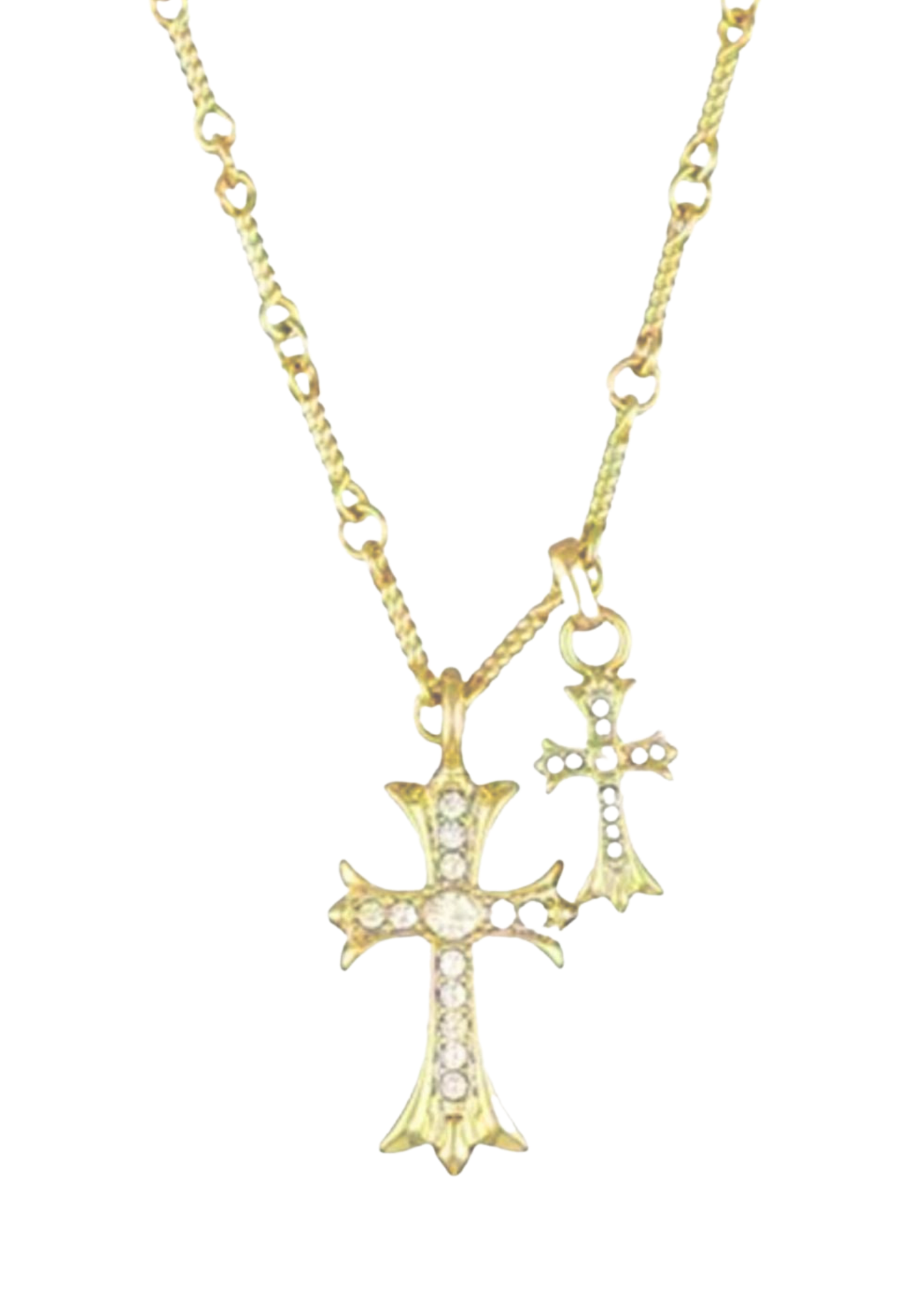 Double Pendant Heart Cross Set - vergoldet (Vorbestellung)