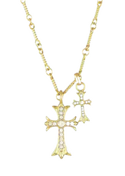 Double Pendant Heart Cross Set - vergoldet (Vorbestellung)